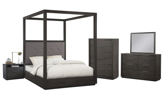 Modus Oxford 5PC Queen Canopy Bedroom Set w Chest in Dolphin