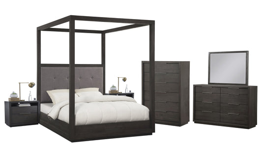 Modus Oxford 6PC E King Canopy Bedroom Set w Chest in Dolphin