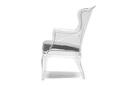 Contemporary Accent Chair in Clear/Dark Grey Molded Plastic - The Furniture Space.