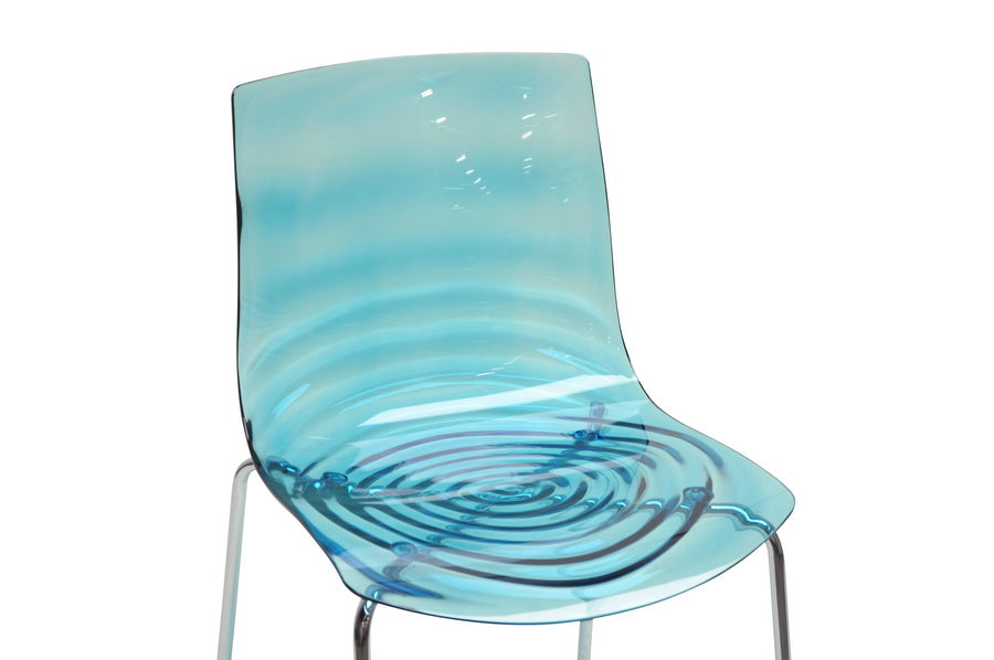 Contemporary 4 Dining Chairs in Blue Molded Plastic - The Furniture Space.
