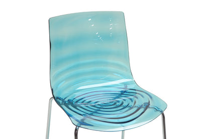 Contemporary 4 Dining Chairs in Blue Molded Plastic - The Furniture Space.