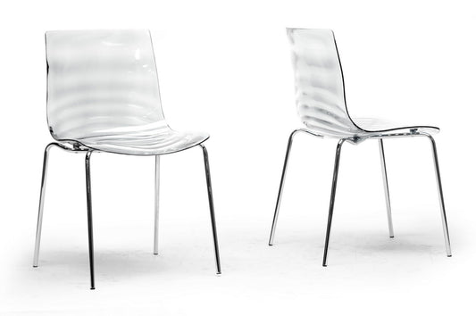 Contemporary 4 Dining Chairs in Clear Molded Plastic - The Furniture Space.