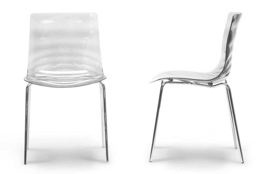 Contemporary 4 Dining Chairs in Clear Molded Plastic - The Furniture Space.