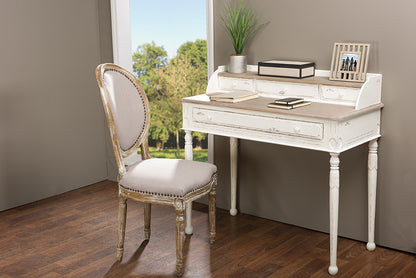 Traditional French Writing Desk in White/Light Brown bxi6035-111