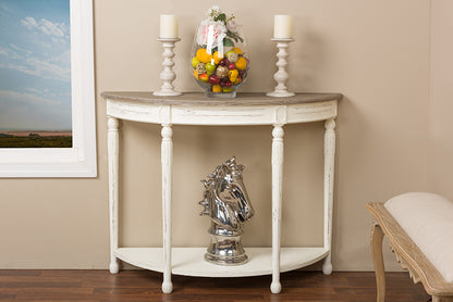 Traditional French Console Table in White/Natural