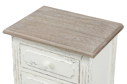 Traditional French Nightstand in White/Light Brown
