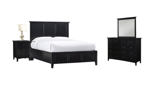 Modus Paragon 4PC Full Bedroom Set w Nightstand in Black