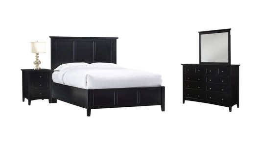 Modus Paragon 4PC E King Bedroom Set w Nightstand in Black