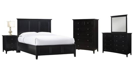 Modus Paragon 5PC E King Bedroom Set w Chest in Black