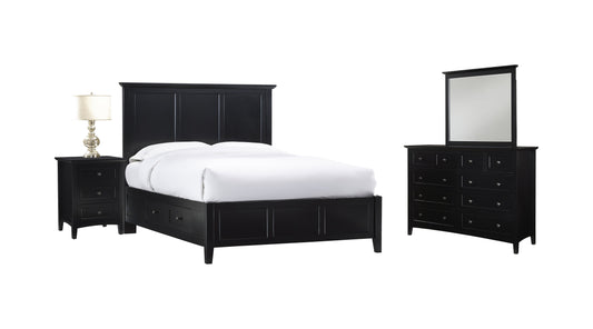 Modus Paragon 4PC Full Storage Bedroom Set w Chest in Black