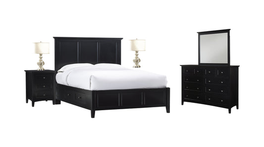 Modus Paragon 5PC Full Storage Bedroom Set w 2 Nightstand in Black