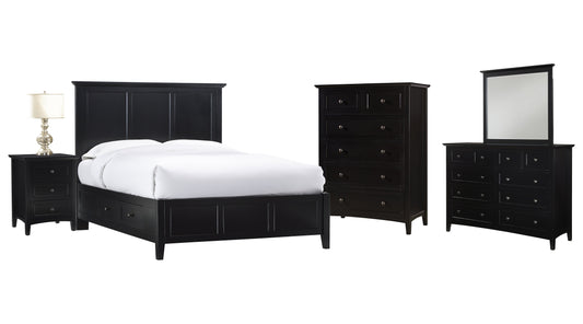 Modus Paragon 5PC Full Storage Bedroom Set w Chest in Black