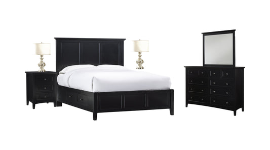 Modus Paragon 5PC E King Storage Bedroom Set w 2 Nightstand in Black