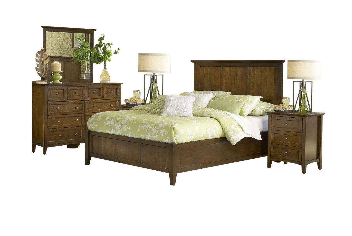 Modus Paragon 5PC Queen Bed Set w 2 Nightstand in Truffle