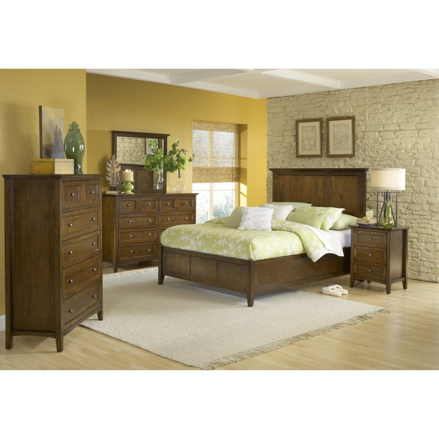 Modus Paragon 4PC E King Bedroom Set w Nightstand in Truffle