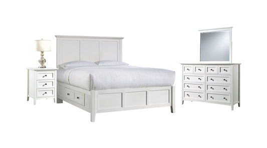 Modus Paragon 4PC Queen Storage Bedroom Set w Nightstand in White