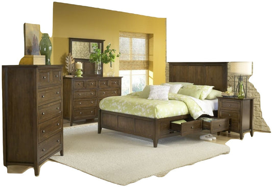 Modus Paragon 5PC E King Storage Bed Set w 2 Nightstand in Truffle