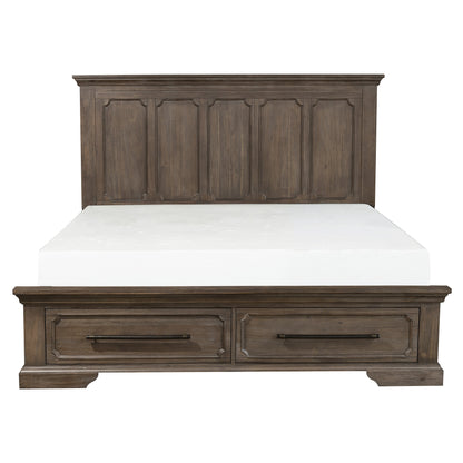 Homelegance Toulon 5PC Bedroom Set Queen Platform Bed with Footboard Storages Dresser Mirror Two Nightstand in Distressed Oak