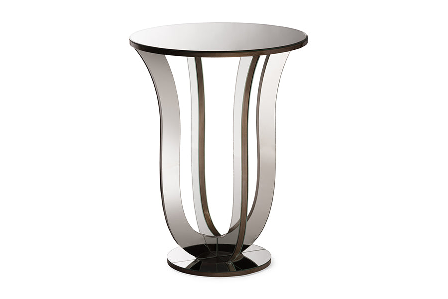 Contemporary Mirrored Accent Side Table in Silver bxi6734-121