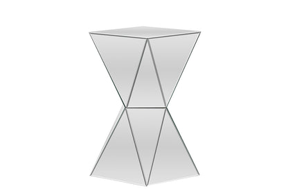 Contemporary Mirrored End Table in Silver
