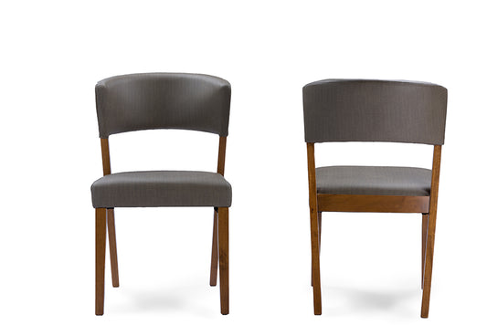 Mid-Century 2 Dining Chairs in Grey Faux Leather