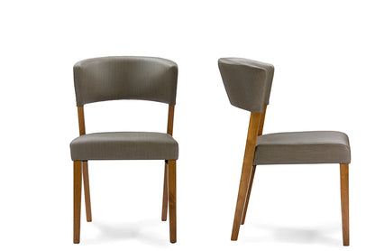 Mid-Century 2 Dining Chairs in Grey Faux Leather