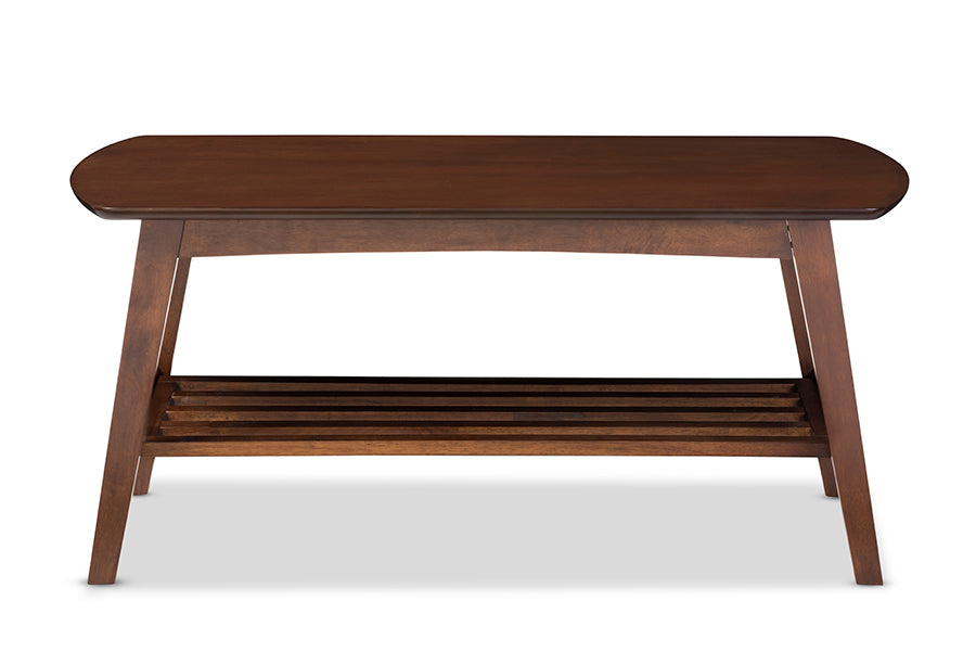 Mid-Century Modern Coffee Table in Dark Brown Solid Rubber Wood