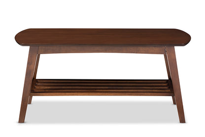 Mid-Century Modern Coffee Table in Dark Brown Solid Rubber Wood