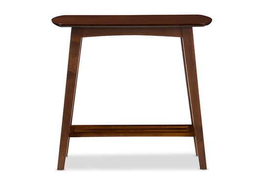Mid-Century Modern Console Table in Dark Brown Solid Rubber Wood