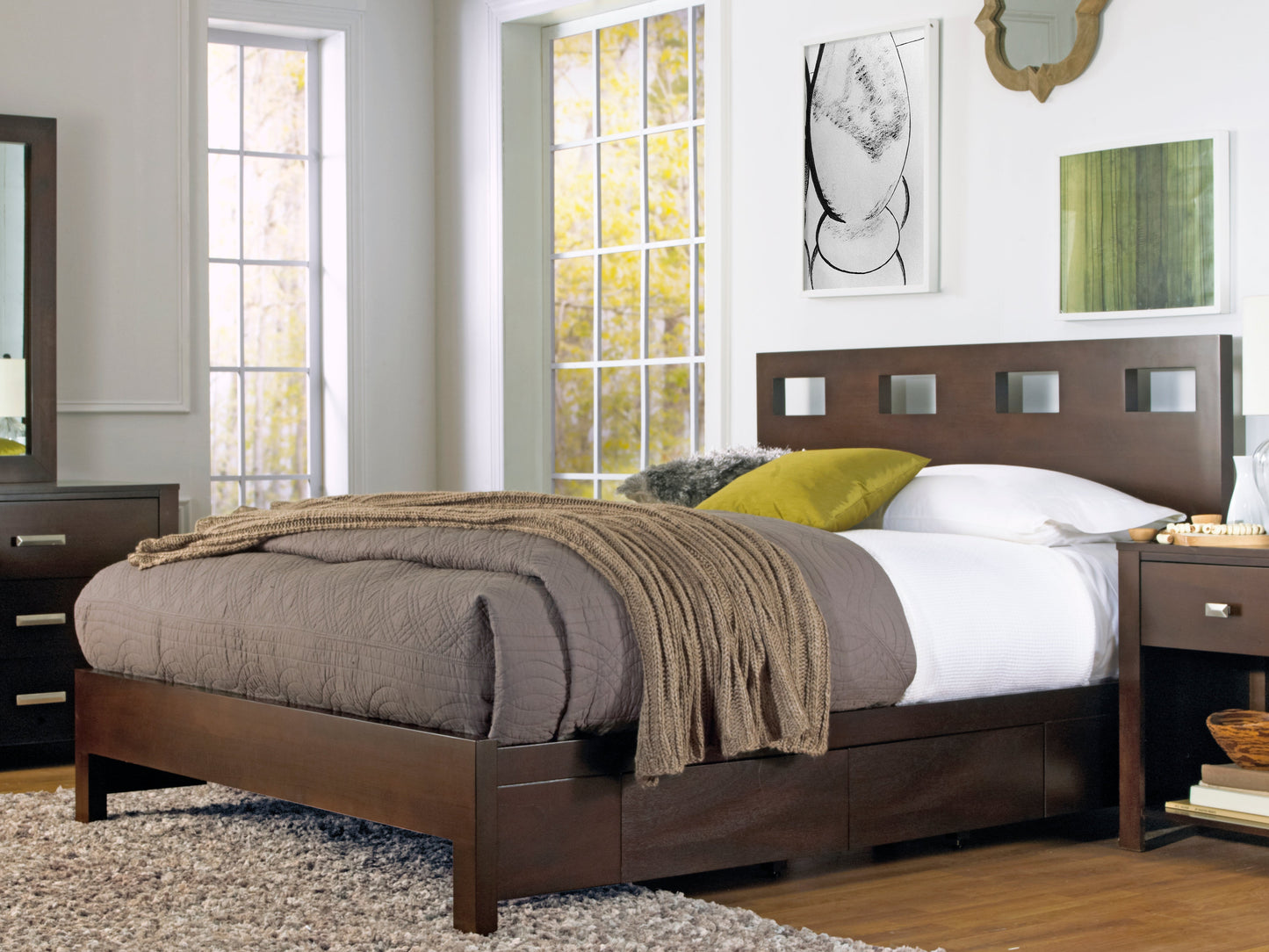 Modus Riva E King Storage Bed in Chocolate Brown