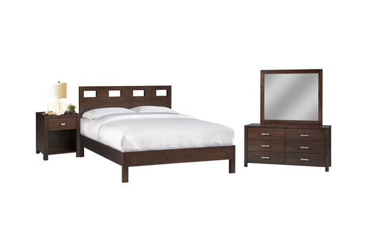 Modus Riva 4PC Twin Platform Bedroom Set w Nightstand in Chocolate Brown