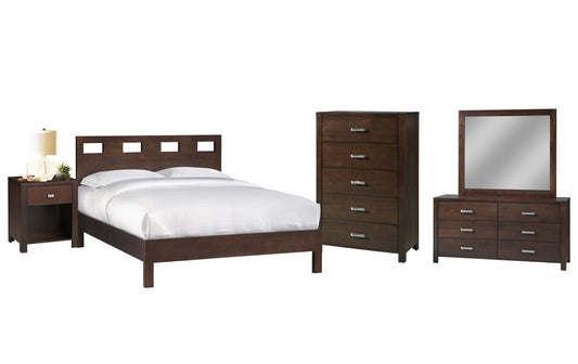 Modus Riva 5PC Queen Platform Bedroom Set with Chest in Chocolate Brown