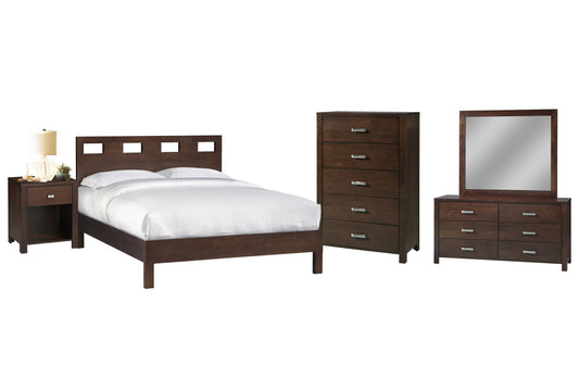 Modus Riva 5PC Full Platform Bedroom Set with Chest in Chocolate Brown