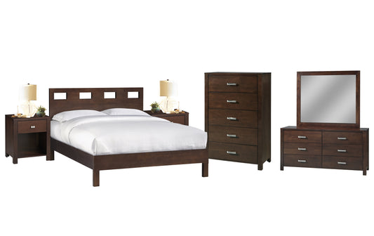 Modus Riva 6PC Cal King Bed Platform Bedroom Set in Chocolate Brown