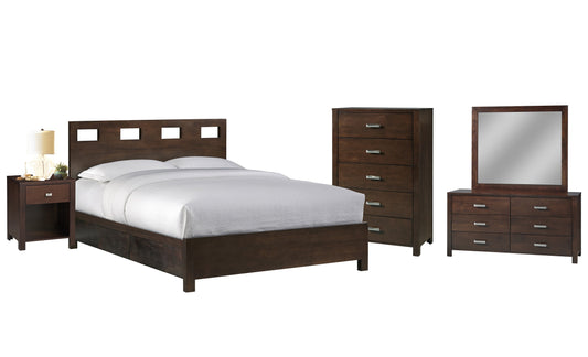 Modus Riva 5PC Full Storage Bedroom Set with Chest in Chocolate Brown