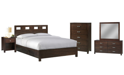 Modus Riva 5PC E King Storage Bedroom Set w Chest in Chocolate Brown