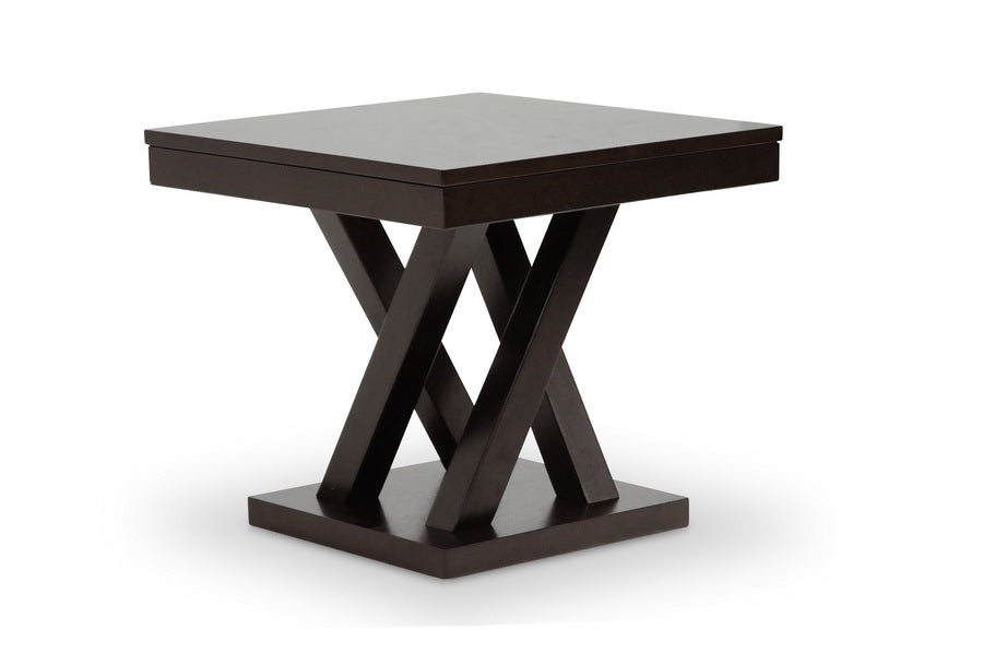 Modern End Table in Dark Brown