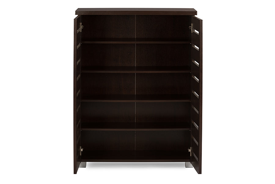 Contemporary Entryway Storage Shoe Cabinet in Dark Brown Engineered Wood/Vinyl bxi6516-118