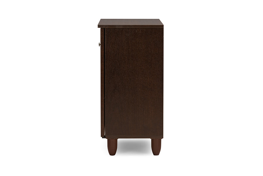 Contemporary Entryway Storage Shoe Cabinet in Dark Brown Engineered Wood/Vinyl bxi6513-118