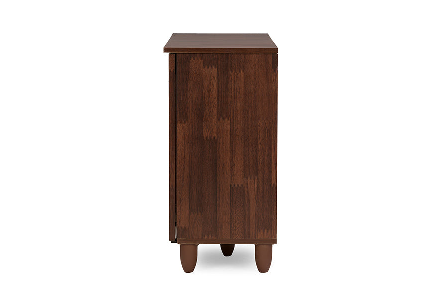Contemporary Shoe Cabinet in Brown Engineered Wood/Vinyl - The Furniture Space.