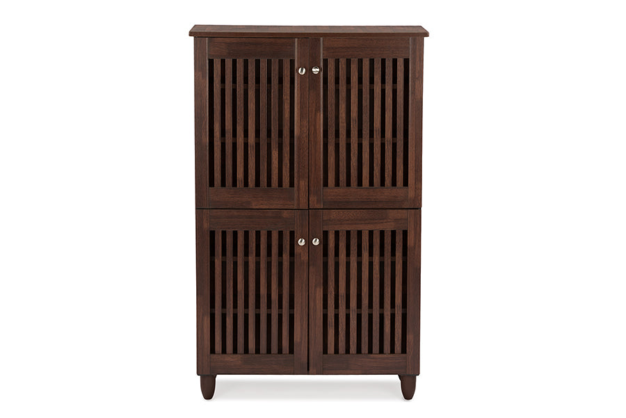 Contemporary Entryway Storage Shoe Cabinet in Brown Engineered Wood/Vinyl bxi6512-118