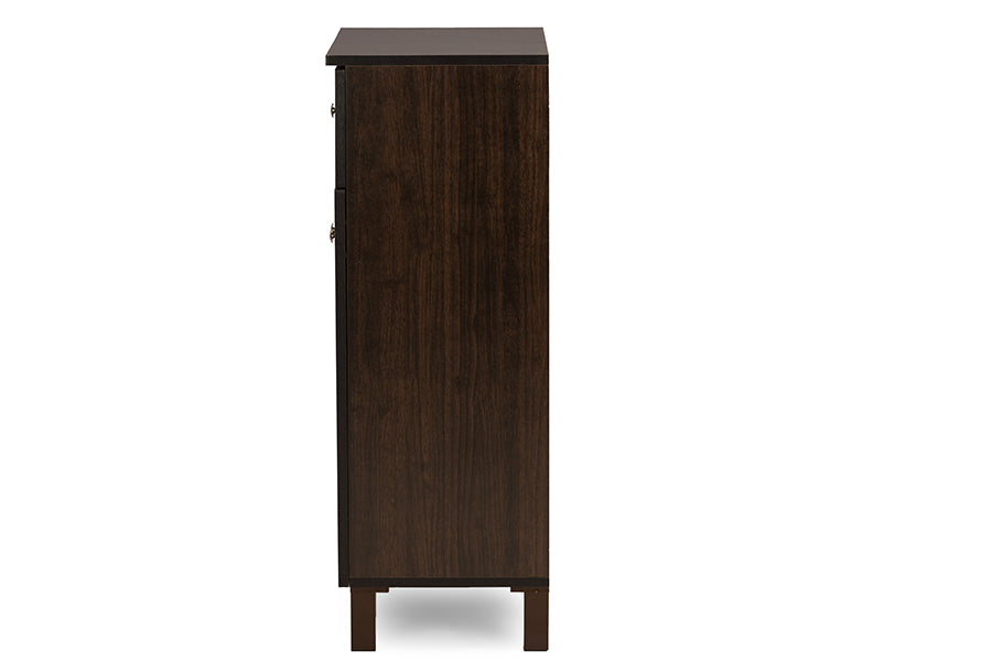 Contemporary Shoe Cabinet in Dark Brown Engineered Wood/Vinyl
