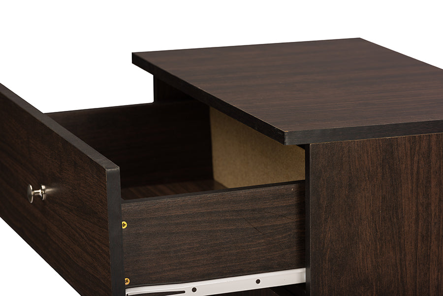 Contemporary Shoe Cabinet in Dark Brown Engineered Wood/Vinyl