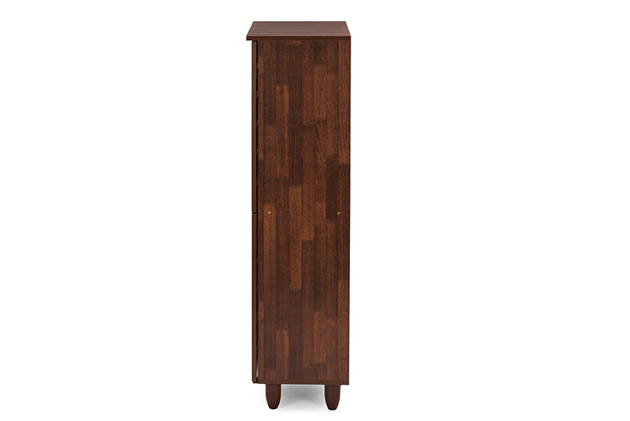 Contemporary Shoe Cabinet in Brown/White Engineered Wood/Vinyl - The Furniture Space.