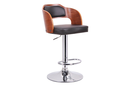 Contemporary Leatherette & Chrome Bar Stool in Walnut Brown & Black bxi4208-80