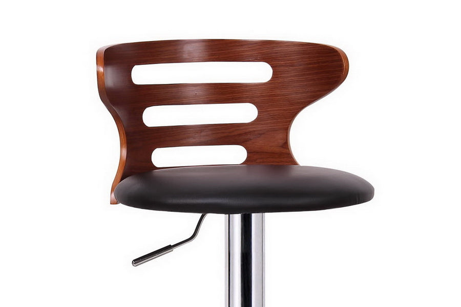 Contemporary Leatherette & Chrome Bar Stool in Walnut Brown & Black bxi4209-80