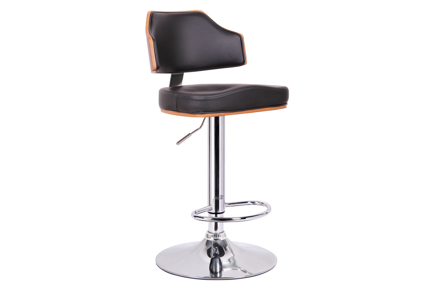 Contemporary Leatherette & Chrome Bar Stool in Walnut Brown & Black bxi4213-80