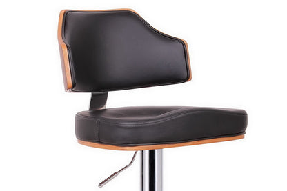 Contemporary Leatherette & Chrome Bar Stool in Walnut Brown & Black bxi4213-80