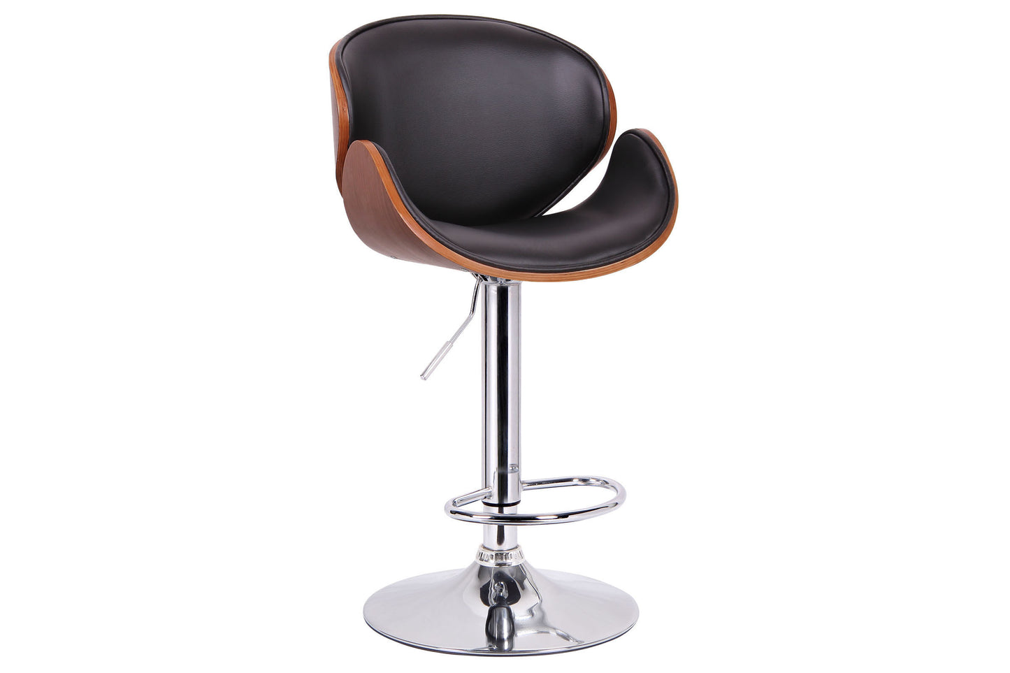 Contemporary Leatherette & Chrome Bar Stool in Walnut Brown & Black bxi4216-80