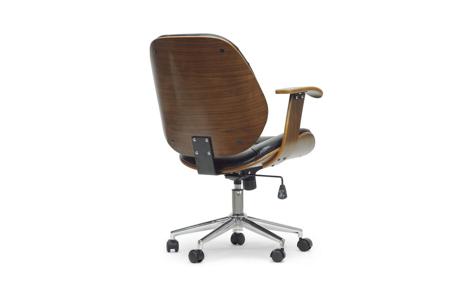 Adjustable Office Chair in Black Faux Leather - The Furniture Space.